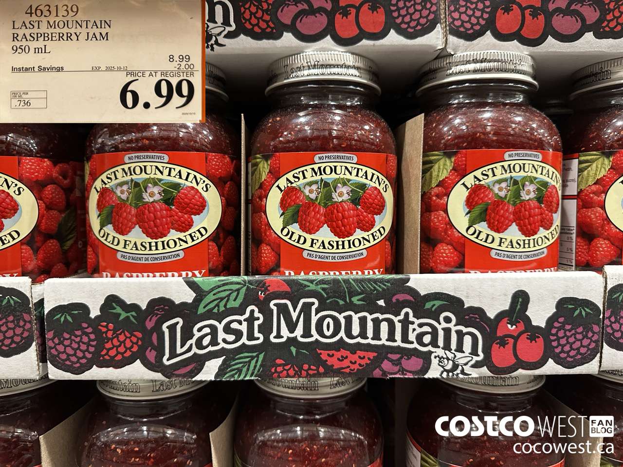 463139 LAST MOUNTAIN RASPBERRY JAM 950 mL ($2.00 INSTANT SAVINGS EXPIRES ON 2025-10-12) $6.99