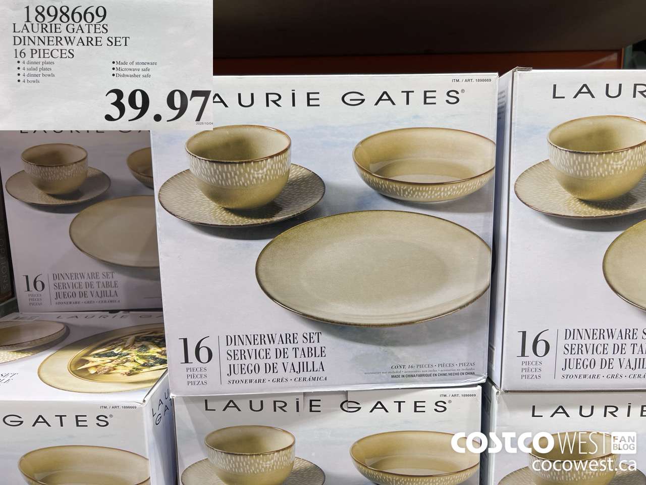 1898669 LAURIE GATES DINNERWARE SET 16 PIECES $39.97