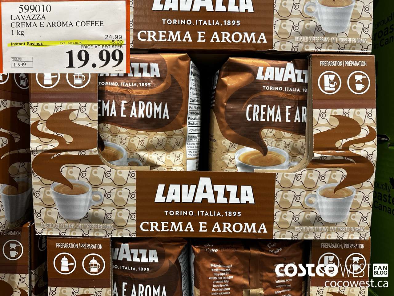 599010 LAVAZZA CREMA & AROMA COFFEE 1KG ($5.00 INSTANT SAVINGS EXPIRES ON 2025-10-05) $19.99