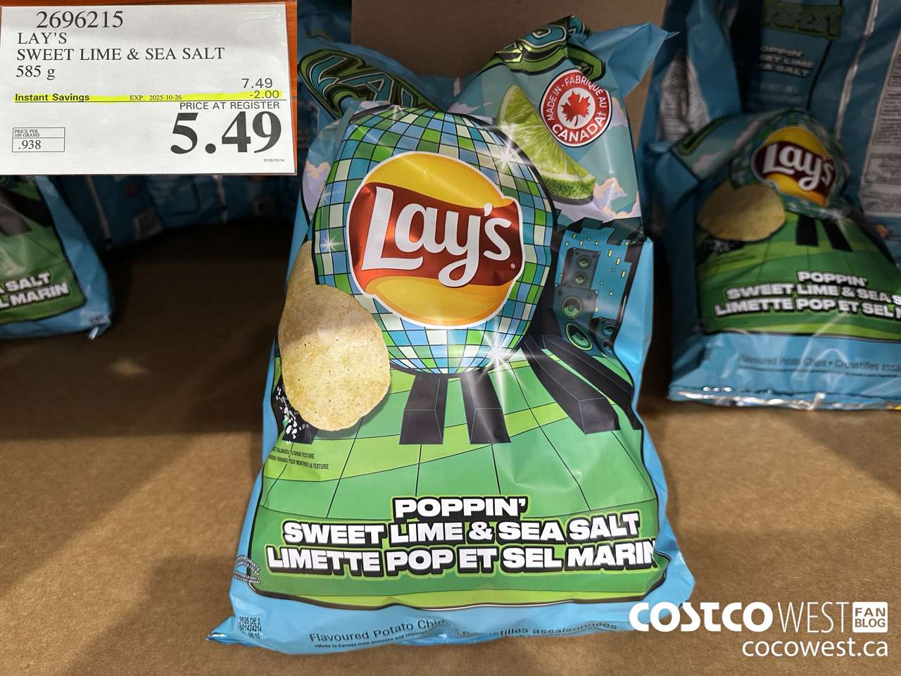 2696215 LAY'S SWEET LIME & SEA SALT 585G ($2.00 INSTANT SAVINGS EXPIRES ON 2025-10-26) $5.49