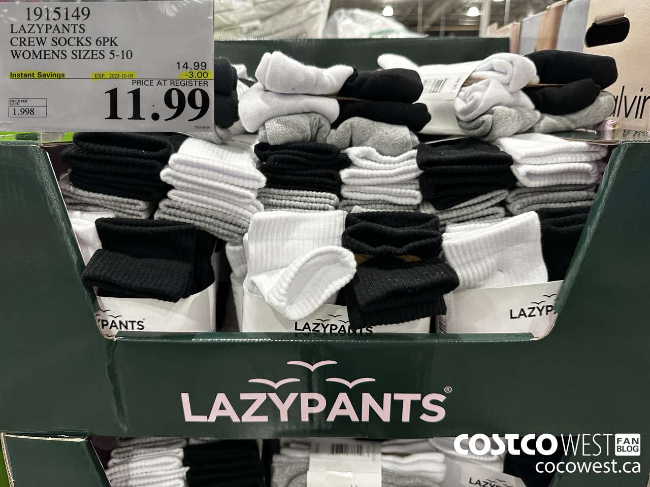 1915149 LAZYPANTS CREW SOCKS 6PK WOMENS SIZES 5-10 ($3.00 INSTANT SAVINGS EXPIRES ON 2025-10-05) $11.99