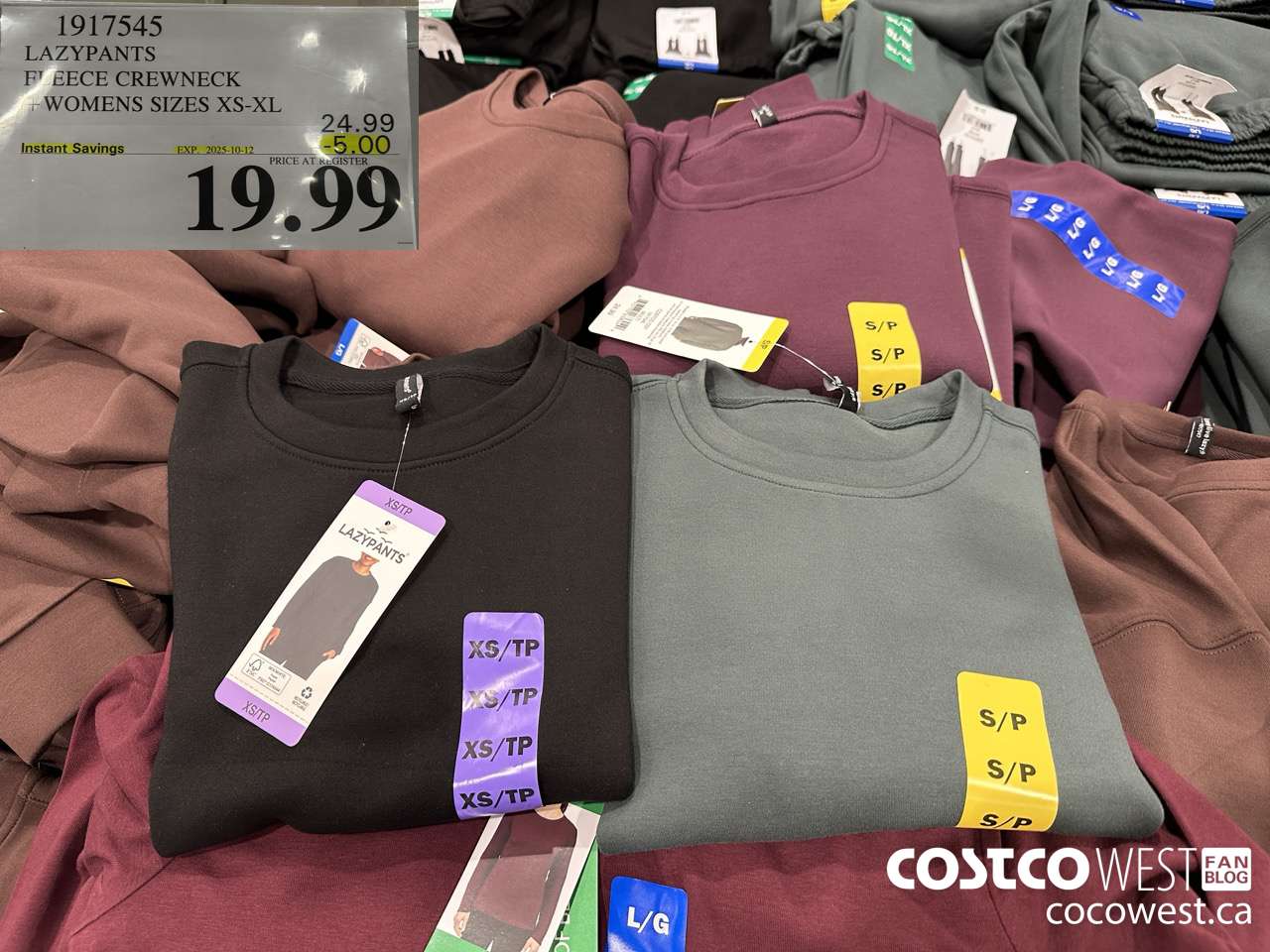 1917545 LAZYPANTS FLEECE CREWNECK WOMENS SIZES XS-XL ($5.00 INSTANT SAVINGS EXPIRES ON 2025-10-12) $19.99