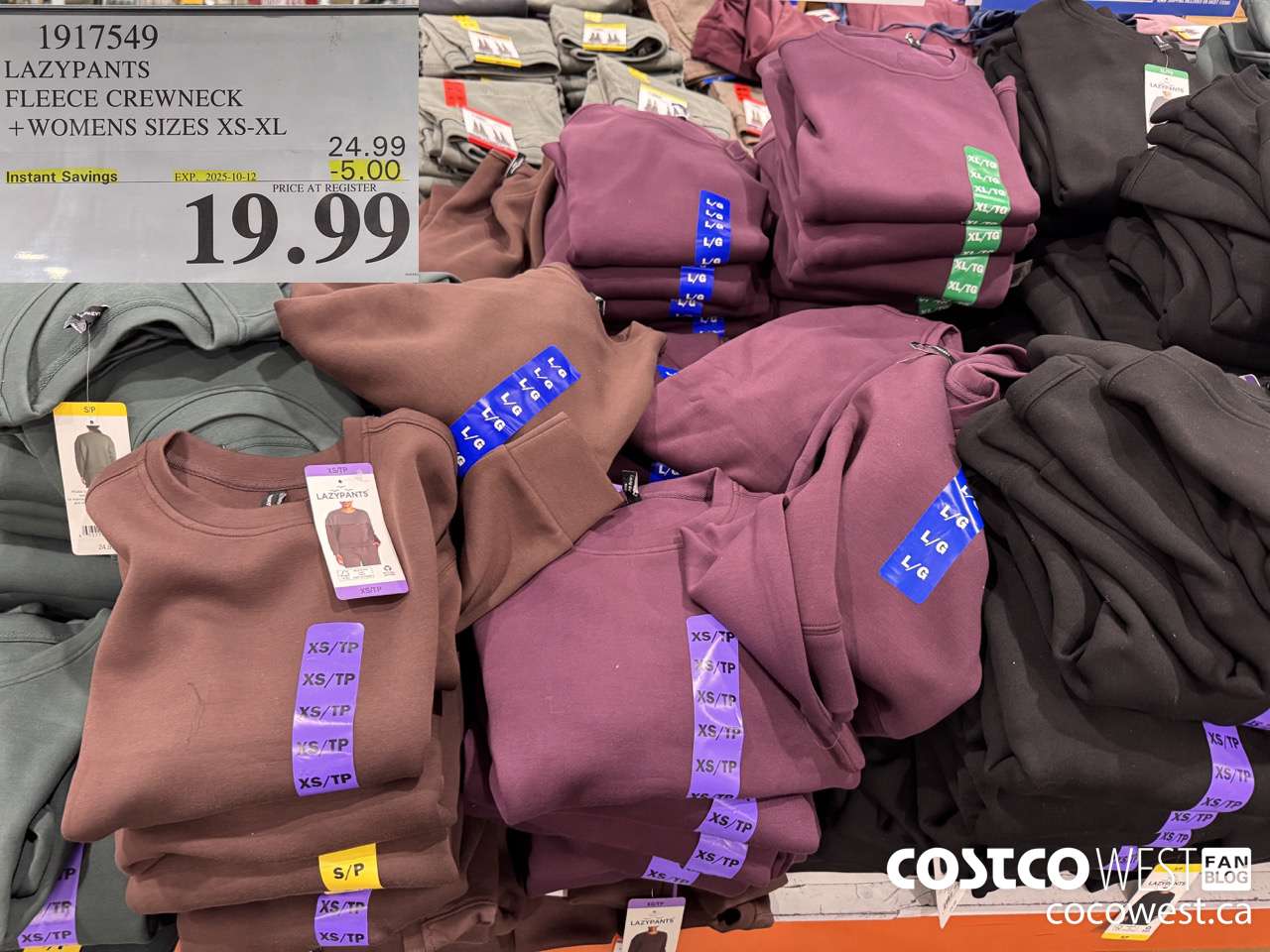 1917549 LAZYPANTS FLEECE CREWNECK WOMENS SIZES XS-XL ($5.00 INSTANT SAVINGS EXPIRES ON 2025-10-12) $19.99