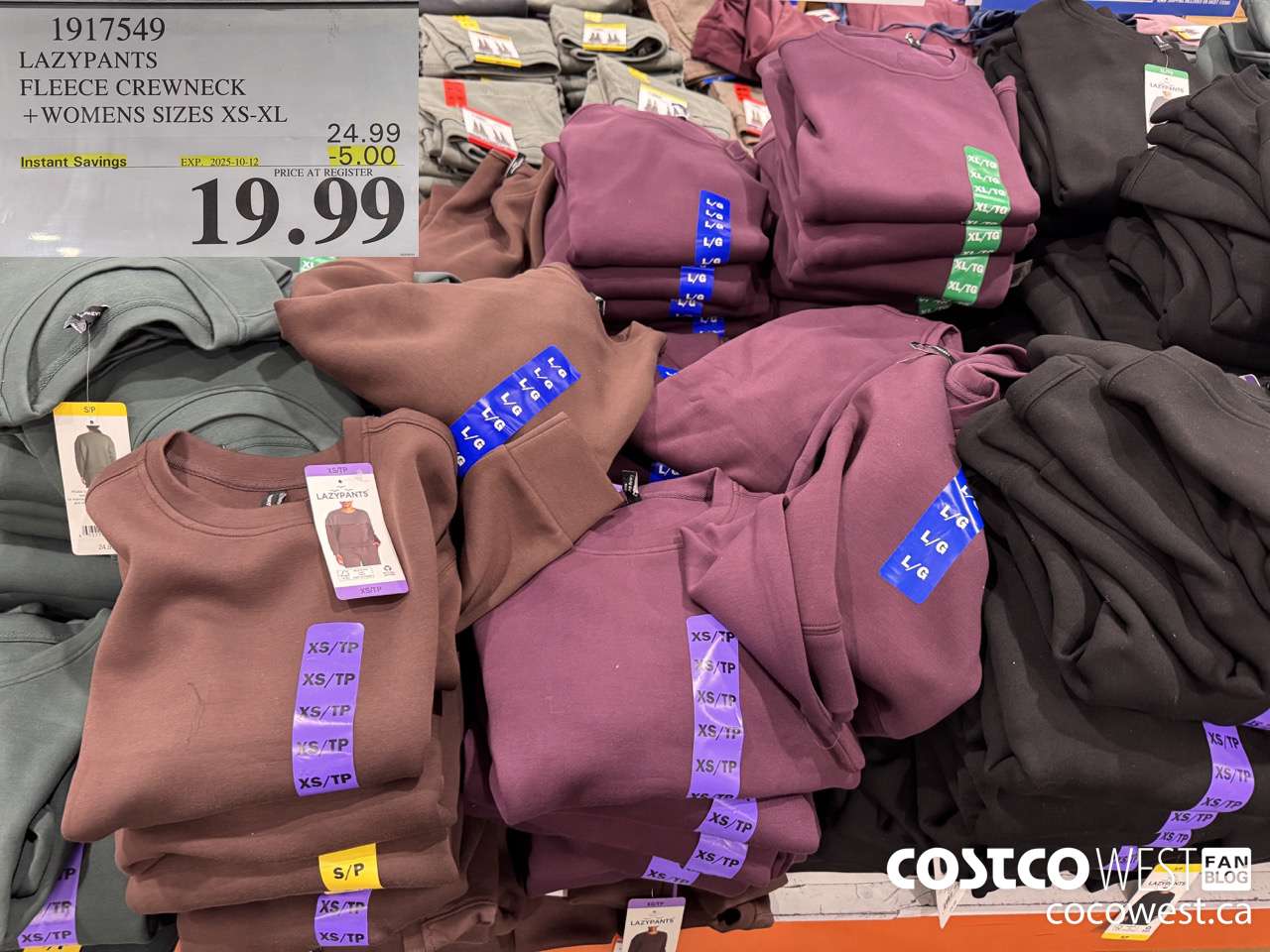 1917549 LAZYPANTS FLEECE CREWNECK WOMENS SIZES XS-XL ($5.00 INSTANT SAVINGS EXPIRES ON 2025-10-12) $19.99