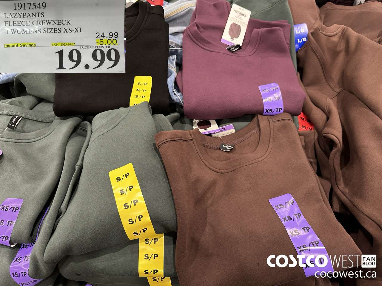 1917549 LAZYPANTS FLEECE CREWNECK WOMENS SIZES XS-XL ($5.00 INSTANT SAVINGS EXPIRES ON 2025-10-12) $19.99