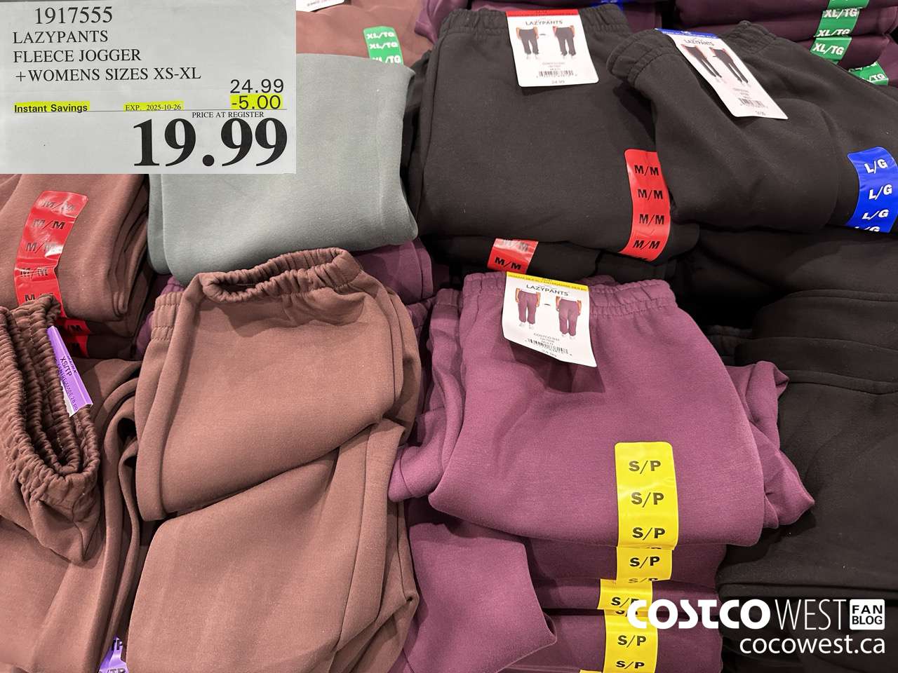 1917555 LAZYPANTS FLEECE JOGGER WOMENS SIZES XS-XL ($5.00 INSTANT SAVINGS EXPIRES ON 2025-10-26) $19.99