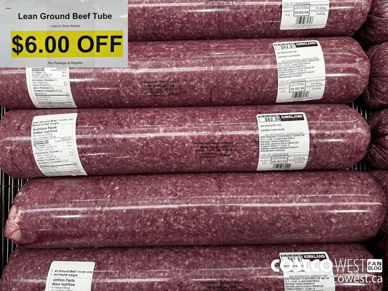 26306 LEAN GROUND BEEF TUBE ($6.00 INSTANT SAVINGS)