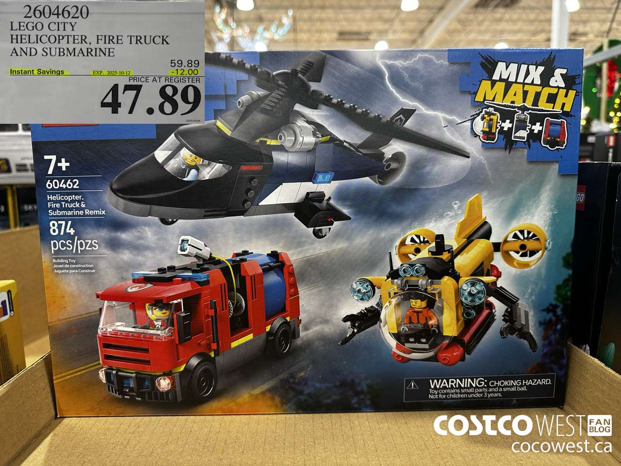 2604620 LEGO CITY HELICOPTER, FIRE TRUCK AND SUBMARINE ($12.00 INSTANT SAVINGS EXPIRES ON 2025-10-12) $47.89