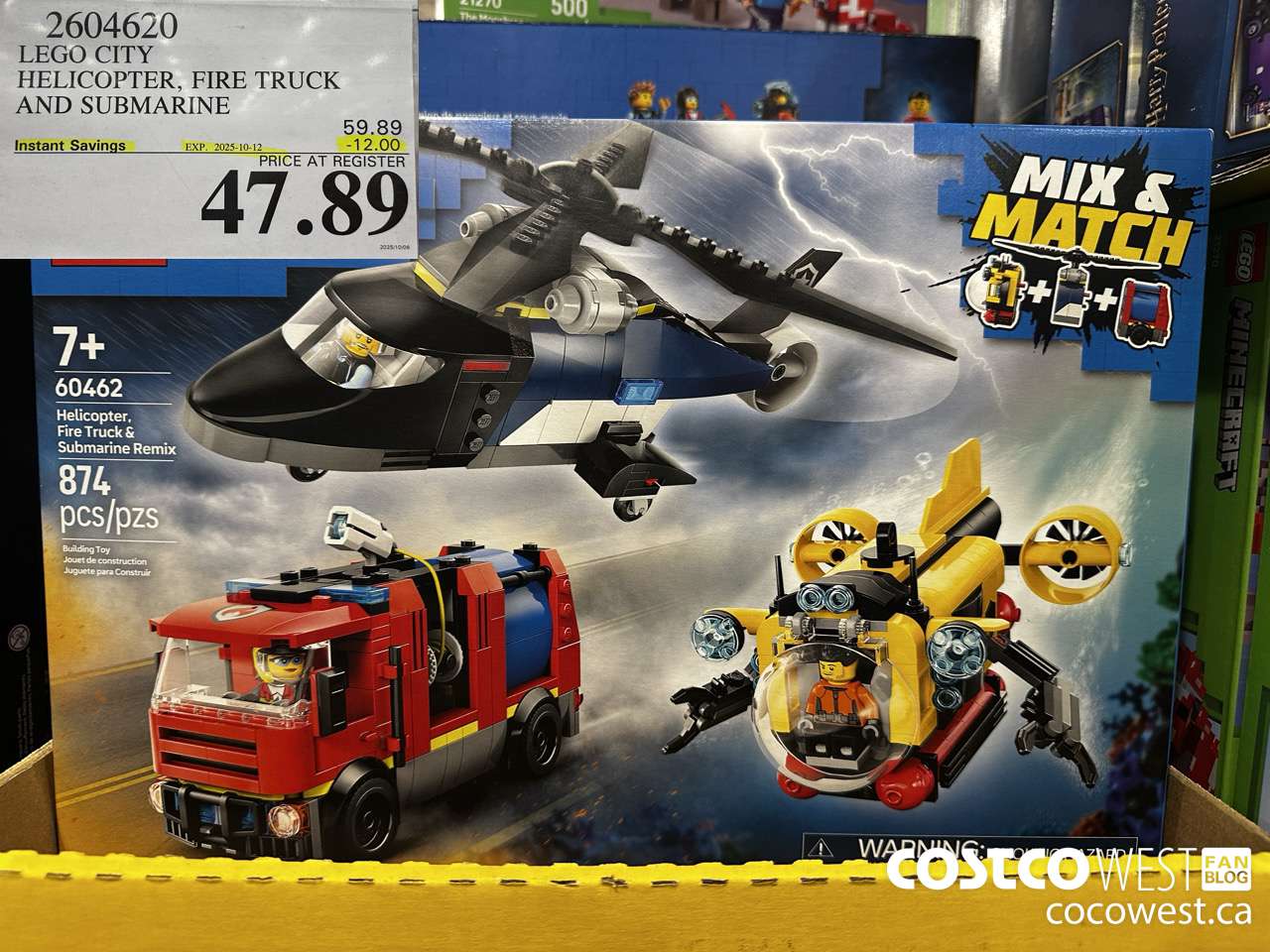 2604620 LEGO CITY HELICOPTER, FIRE TRUCK AND SUBMARINE ($12.00 INSTANT SAVINGS EXPIRES ON 2025-10-12) $47.89
