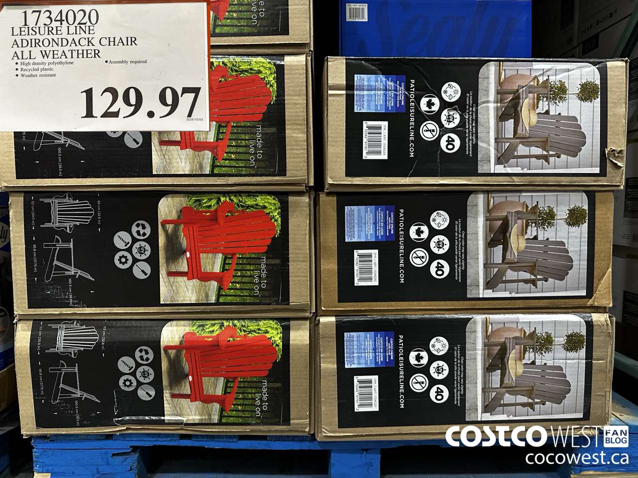 1734020 LEISURE LINE ADIRONDACK CHAIR ALL WEATHER $129.97