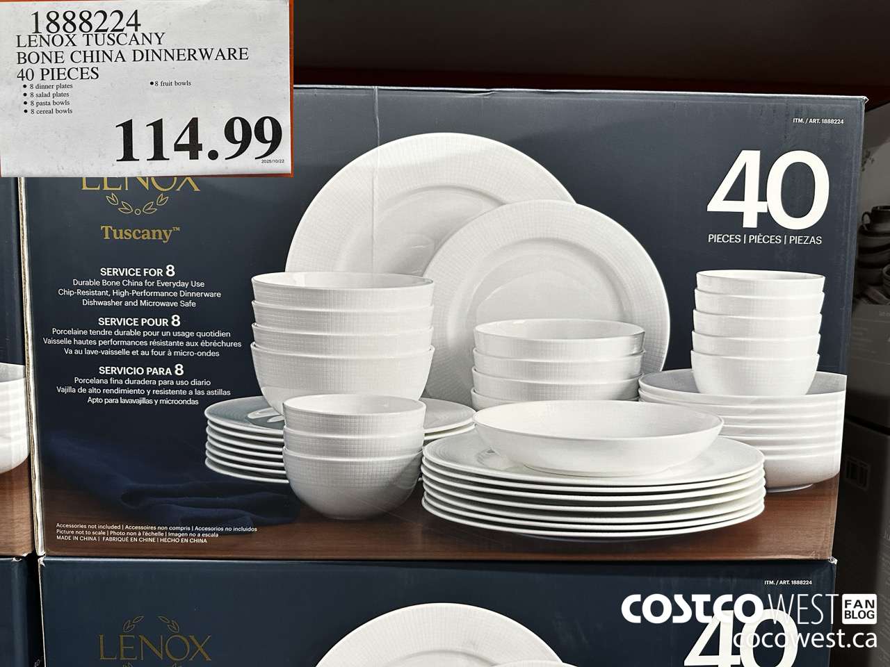 1888224 LENOX TUSCANY BONE CHINA DINNERWARE 40 PIECES $114.99