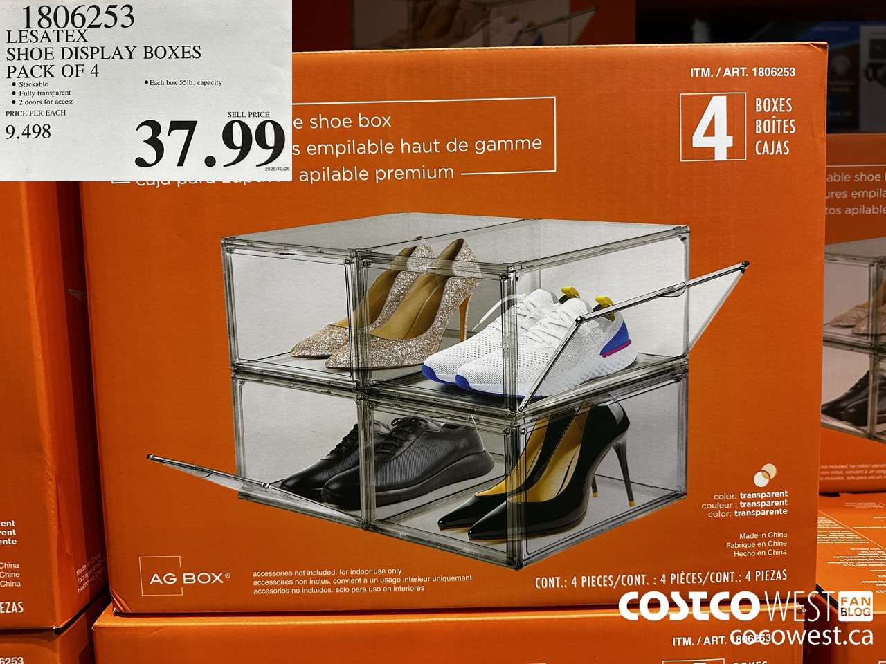 1806253 LESAT3EX SHOE DISPLAY BOXES PACK OF 4 $37.99