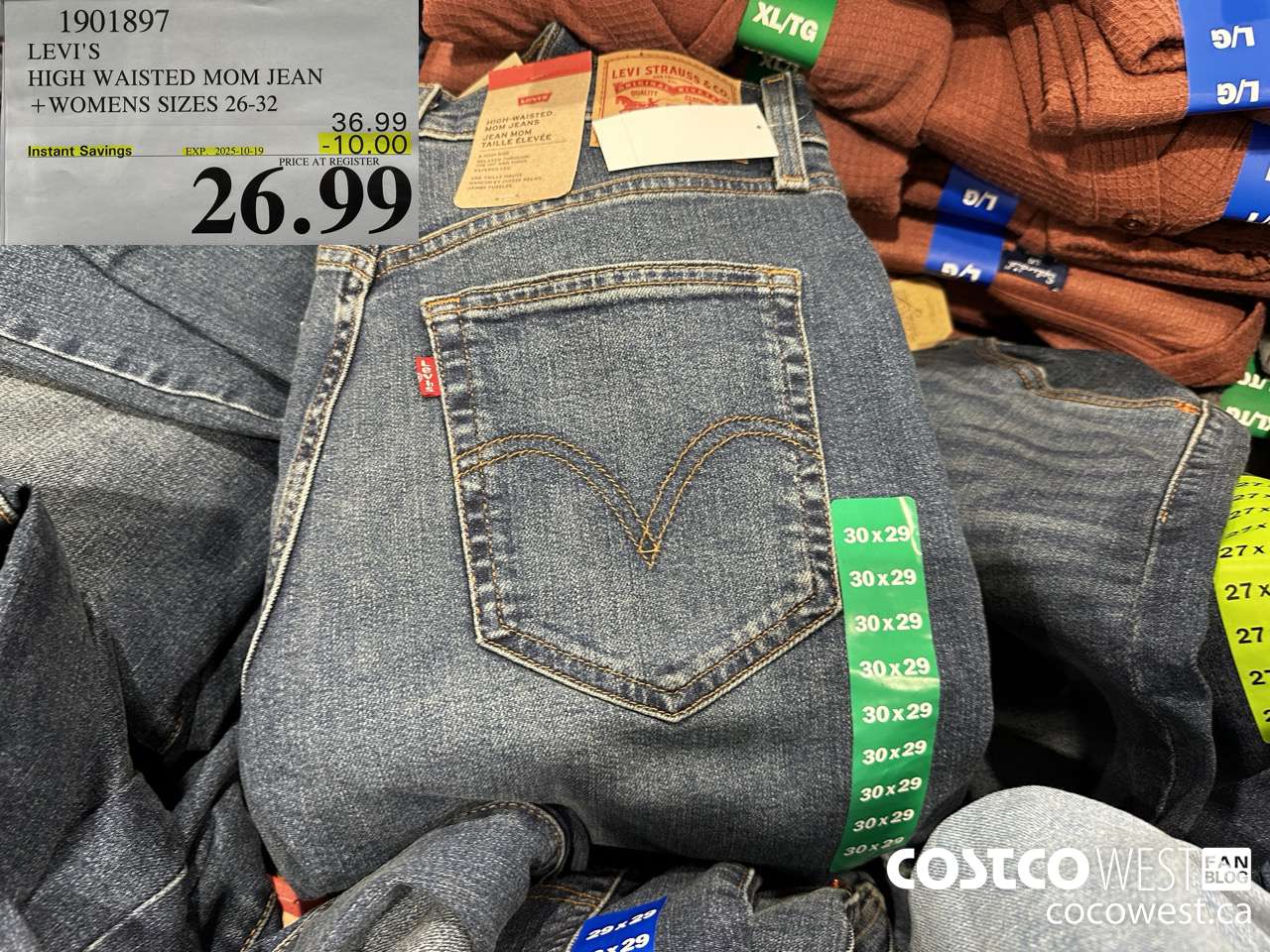 1901897 LEVI'S HIGH WAISTED MOM JEAN WOMENS SIZES 26-32 ($10.00 INSTANT SAVINGS EXPIRES ON 2025-10-19) $26.99