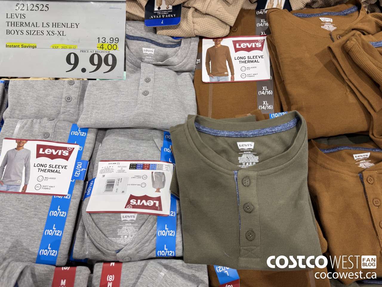 5212525 LEVIS THERMAL LS HENLEY BOYS SIZES XS-XL ($4.00 INSTANT SAVINGS EXPIRES ON 2025-10-12) $9.99