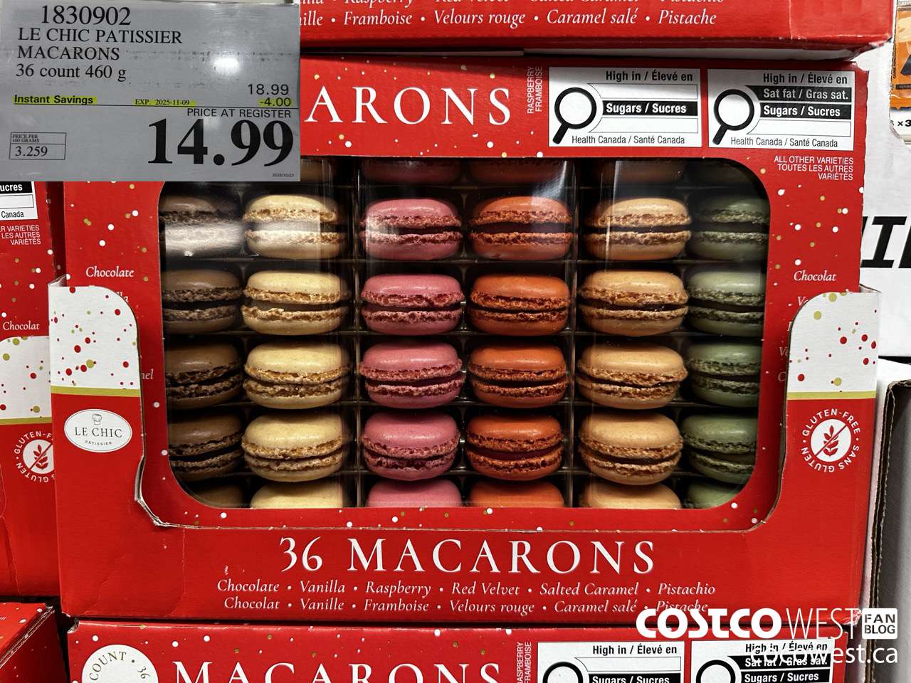 1830902 LE CHIC PATISSIER FRENCH MACARONS 36 COUNT 460G ($4.00 INSTANT SAVINGS EXPIRES ON 2025-11-09) $14.99