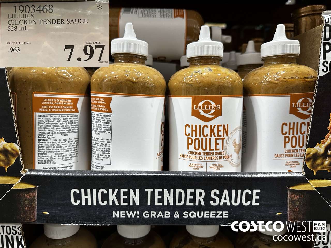 1903468 LILLIE'S CHICKEN TENDER SAUCE 828ML $7.97