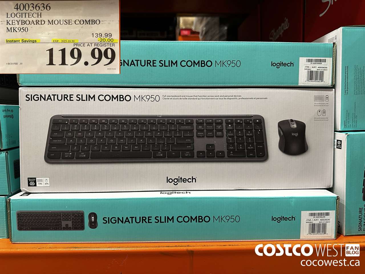 4003636 LOGITECH KEYBOARD MOUSE COMBO MK950 ($20.00 INSTANT SAVINGS EXPIRES ON 2025-10-30) $119.99