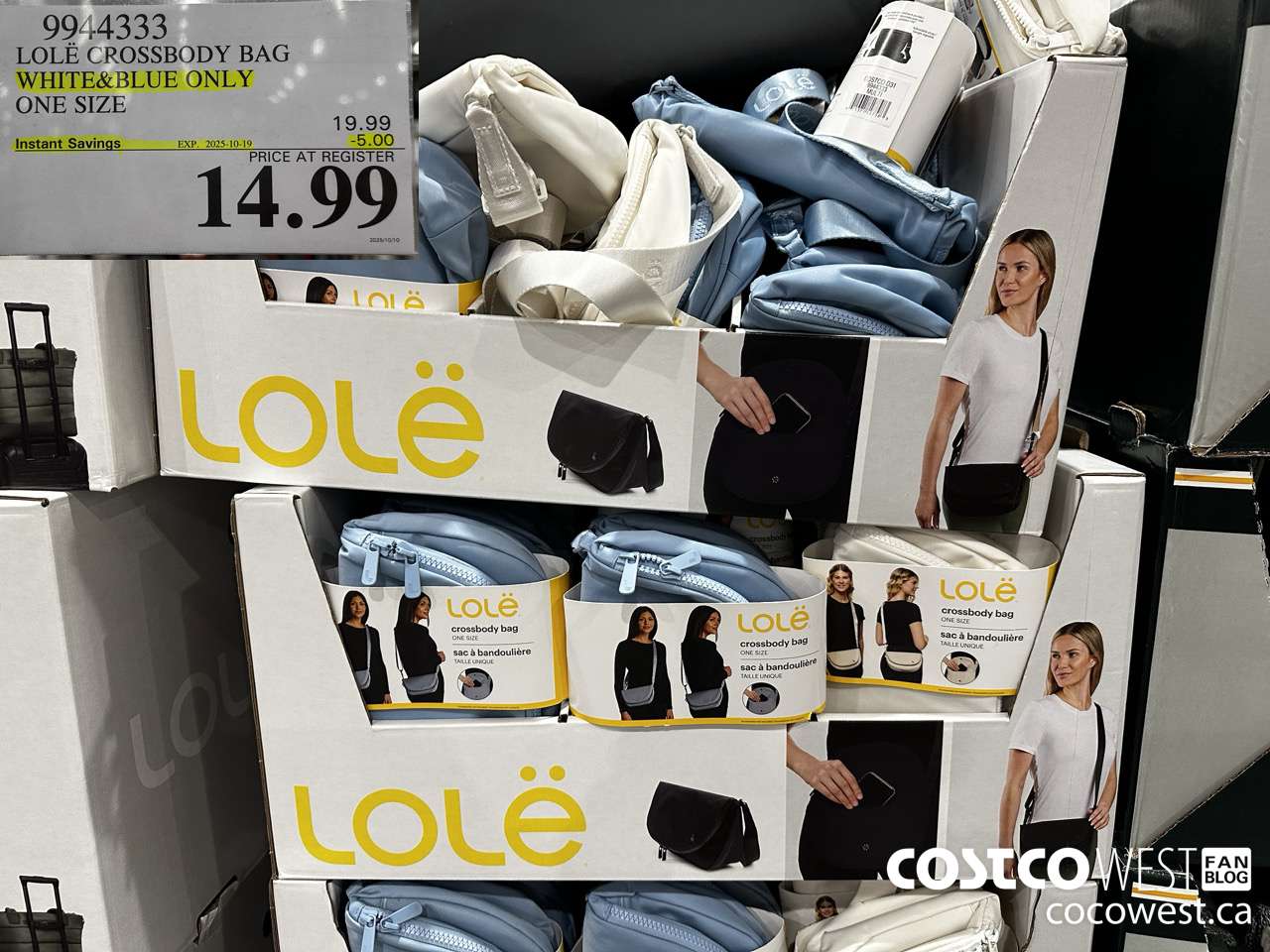 9944333 LOLE CROSSBODY BAG WHITE & BLUE ONLY ONE SIZE ($5.00 INSTANT SAVINGS EXPIRES ON 2025-10-19) $14.99