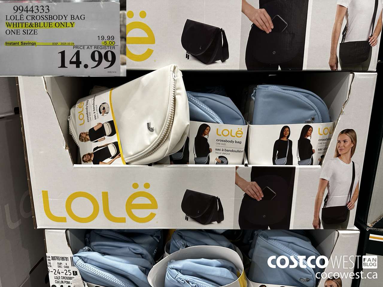 9944333 LOLE CROSSBODY BAG WHITE & BLUE ONLY ONE SIZE ($5.00 INSTANT SAVINGS EXPIRES ON 2025-10-19) $14.99