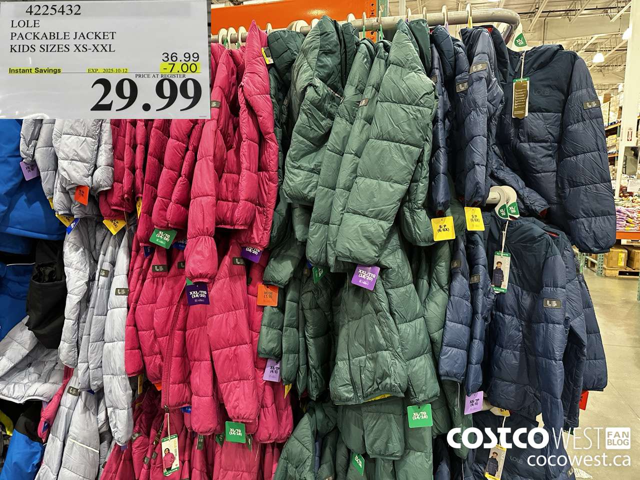 4225432 LOLE PACKABLE JACKET KIDS SIZES XS-XXL ($7.00 INSTANT SAVINGS EXPIRES ON 2025-10-12) $29.99