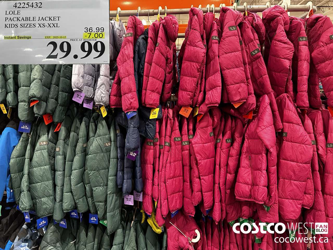 4225432 LOLE PACKABLE JACKET KIDS SIZES XS-XXL ($7.00 INSTANT SAVINGS EXPIRES ON 2025-10-12) $29.99