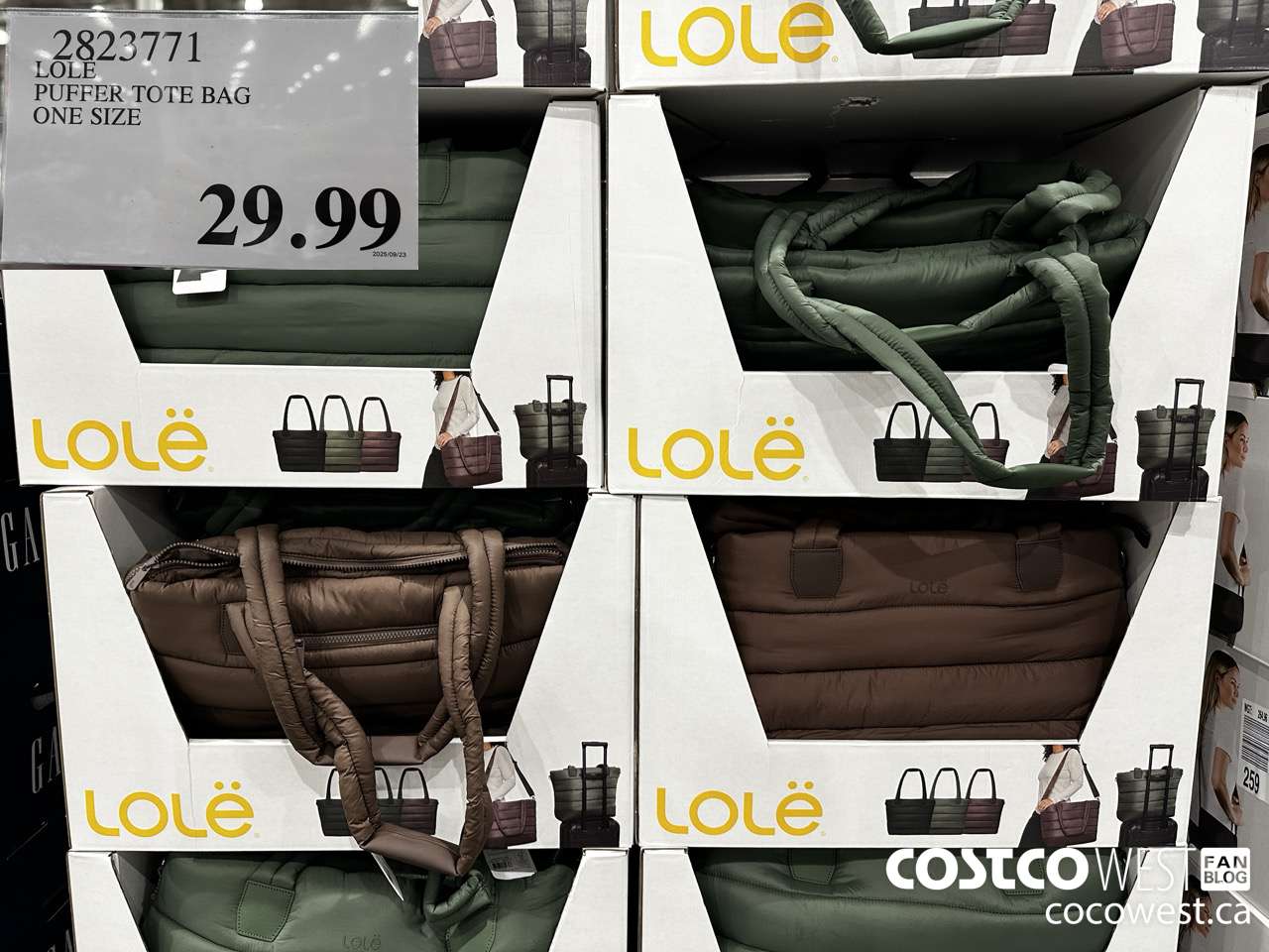 2823771 LOLE PUFFER TOTE BAG ONE SIZE $29.99