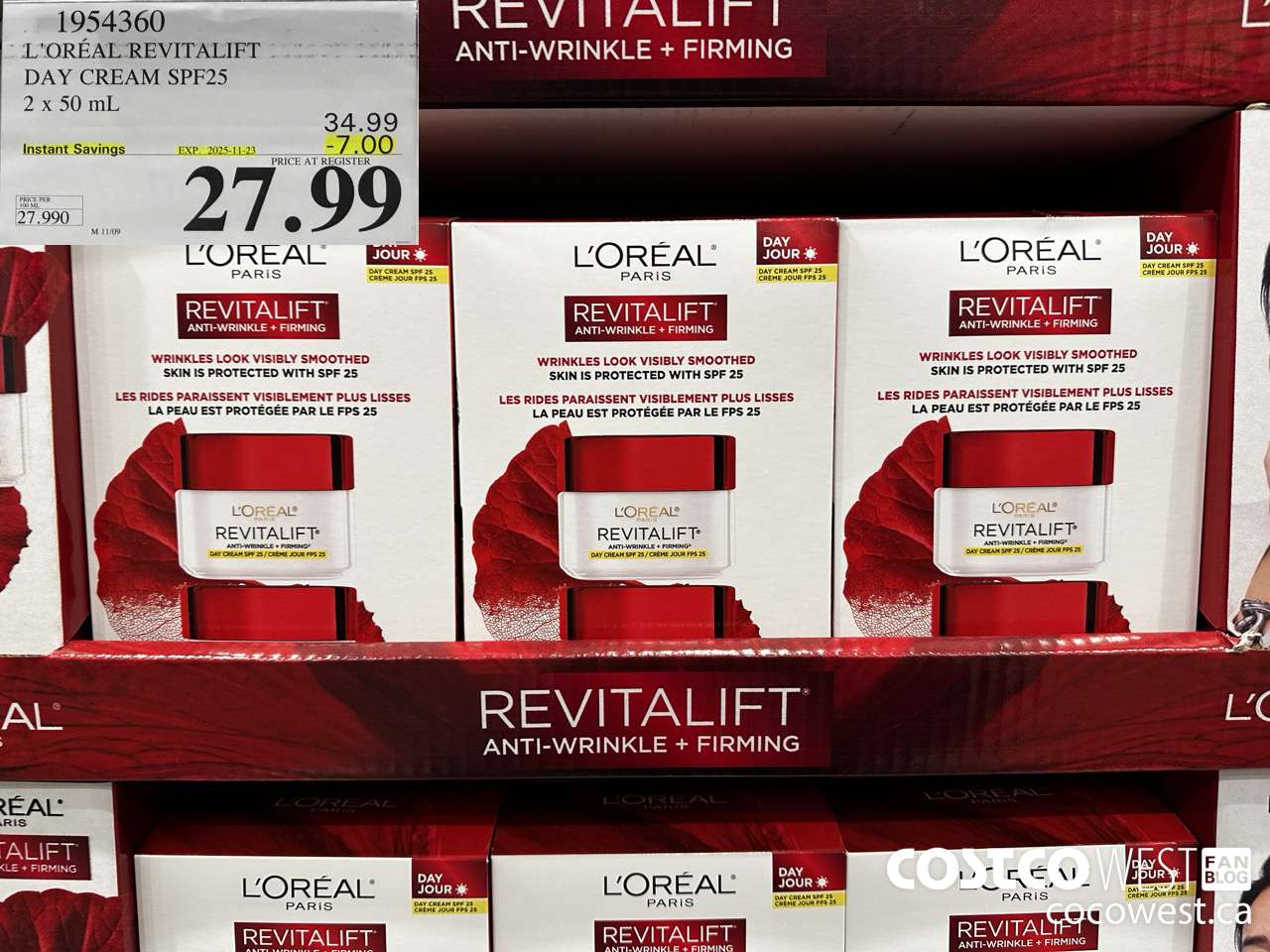 1954360 L'OREAL REVITALIFT DAY CREAM SPF25 2 X 50ML ($7.00 INSTANT SAVINGS EXPIRES ON 2025-11-23) $27.99