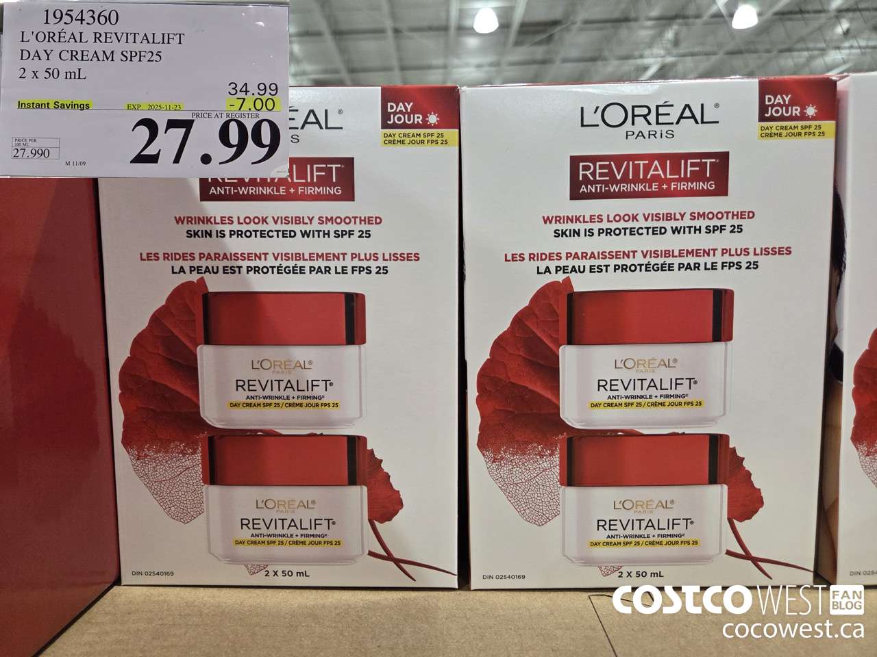 1954360 L'OREAL REVITALIFT DAY CREAM SPF25 2 X 50ML ($7.00 INSTANT SAVINGS EXPIRES ON 2025-11-23) $27.99