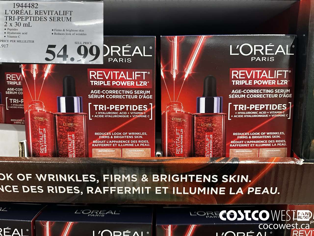 1944482 L'OREAL REVITALIFT TRI-PEPTIDES SERUM 2 X 30ML $54.99