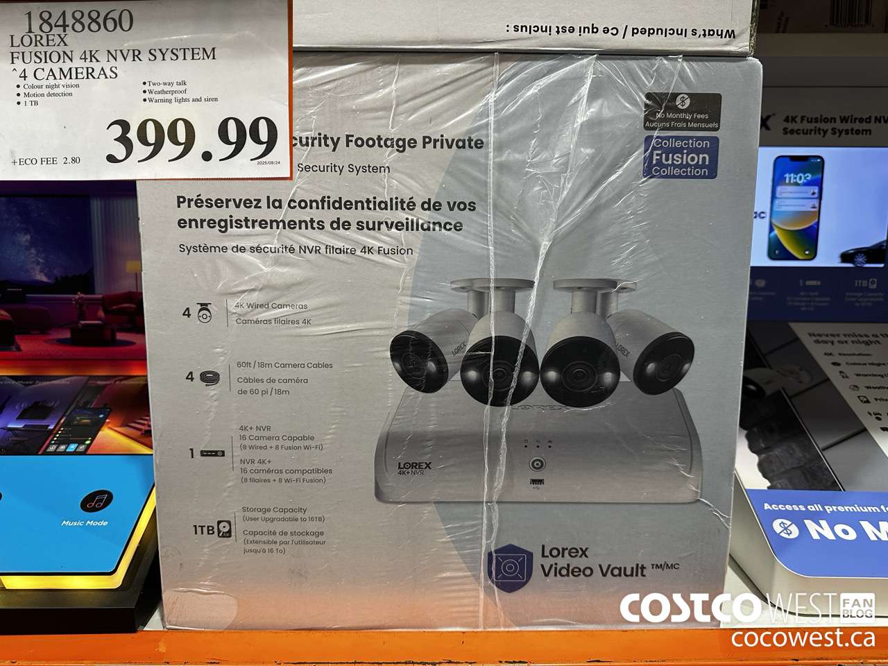 1848860 LOREX FUSION 4K NVR SYSTEM 4 CAMERAS $399.99