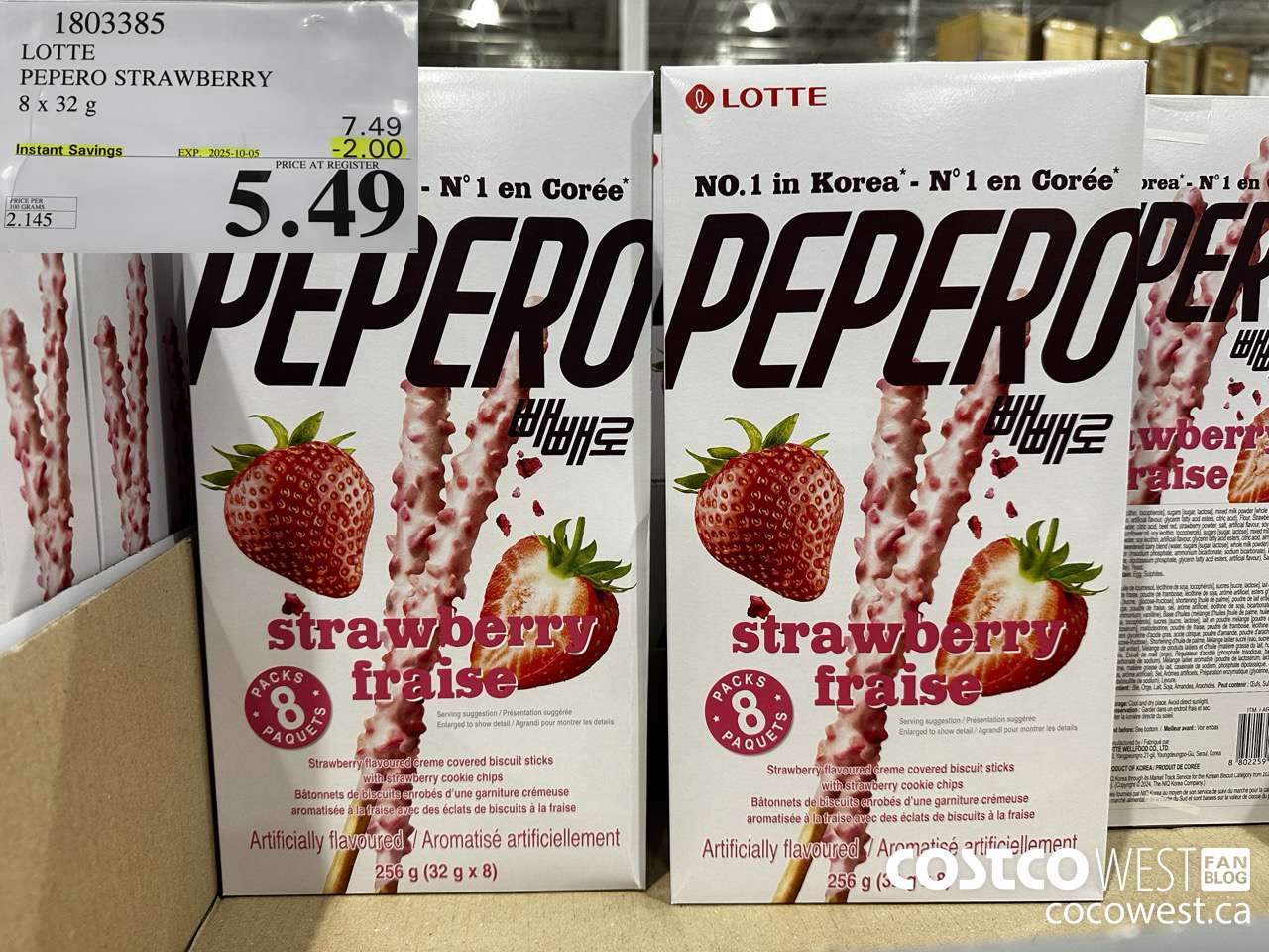 1803385 LOTTE PEPERO STRAWBERRY 8 X 32G ($2.00 INSTANT SAVINGS EXPIRES ON 2025-10-05) $5.49