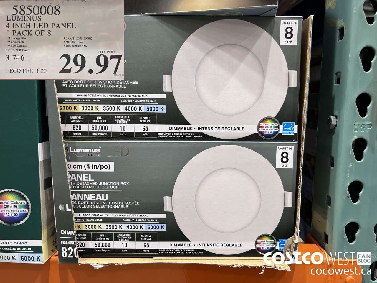 5850008 LUMINUS 4 INCH LED PANEL PACK OF 8 $29.97