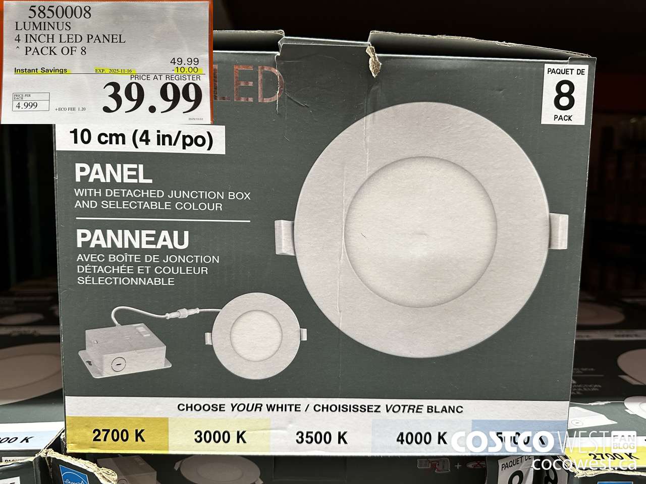 5850008 LUMINUS 4 INCH LED PANEL PACK OF 8 ($10.00 INSTANT SAVINGS EXPIRES ON 2025-11-16) $39.99