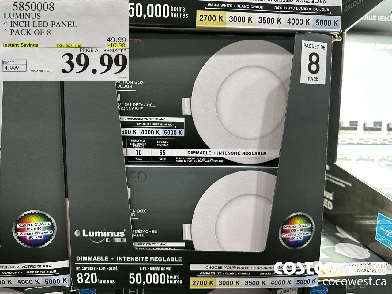 5850008 LUMINUS 4 INCH LED PANEL PACK OF 8 ($10.00 INSTANT SAVINGS EXPIRES ON 2025-11-16) $39.99