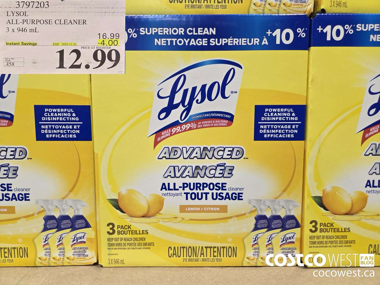 3797203 LYSOL ALL-PURPOSE CLEANER 3 X 946ML ($4.00 INSTANT SAVINGS EXPIRES ON 2025-11-23) $12.99