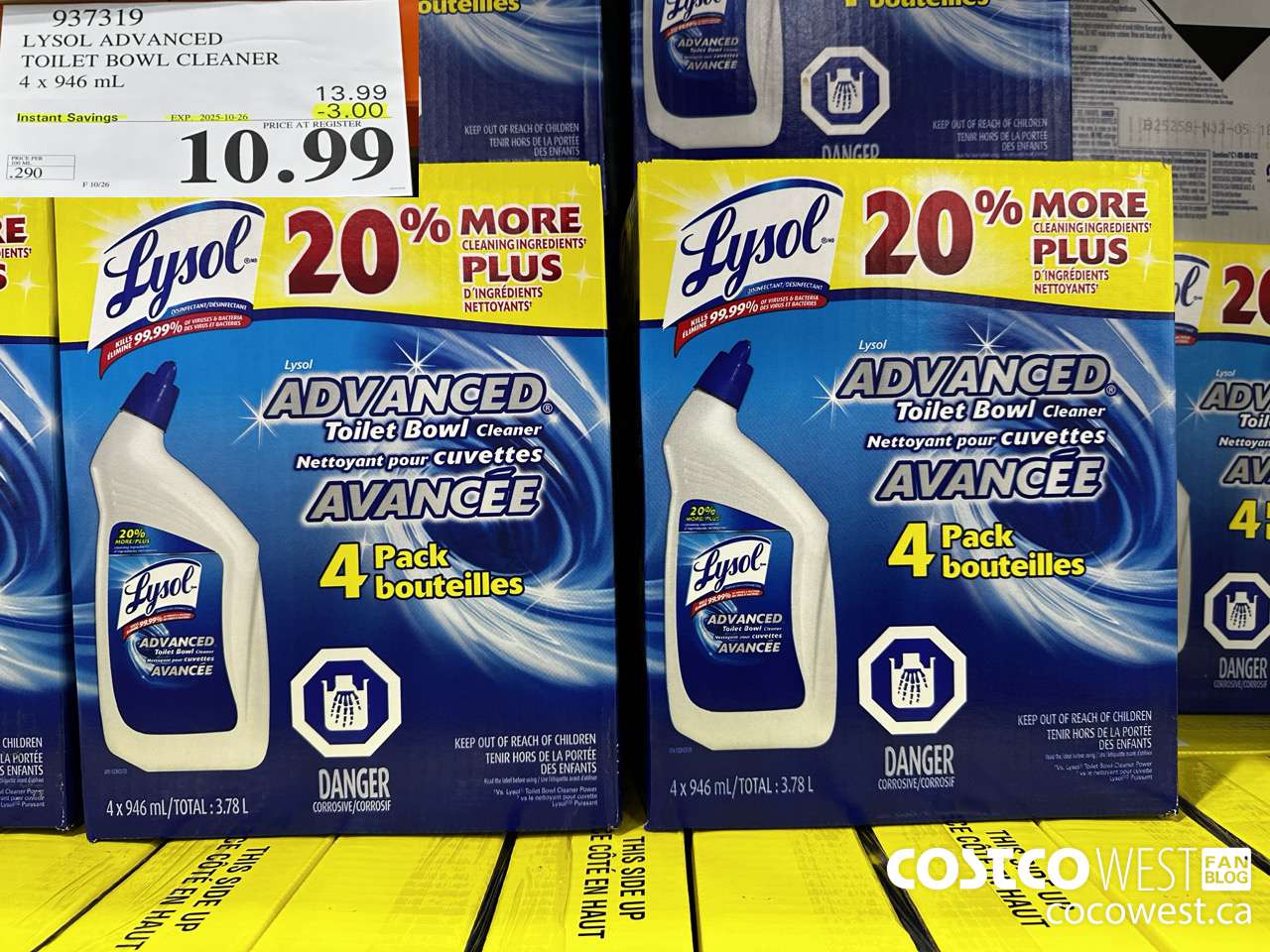 937319 LYSOL TOILET BOWL CLEANER 4 x 946 ML ($3.00 INSTANT SAVINGS EXPIRES ON 2025-10-26) $10.99
