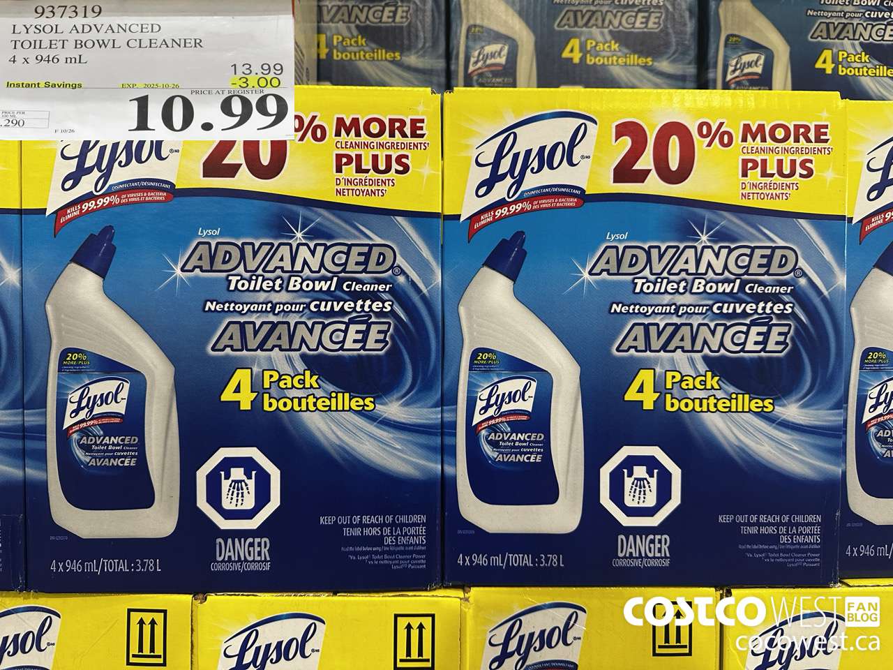937319 LYSOL TOILET BOWL CLEANER 4 x 946 ML ($3.00 INSTANT SAVINGS EXPIRES ON 2025-10-26) $10.99