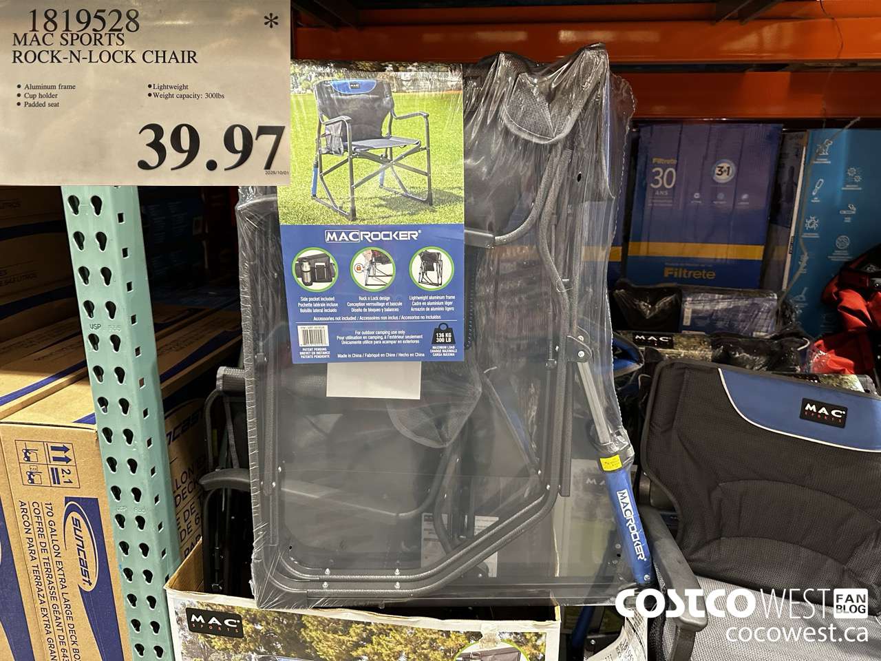 1819528 MAC SPORTS ROCK-N-LOCK CHAIR $39.97