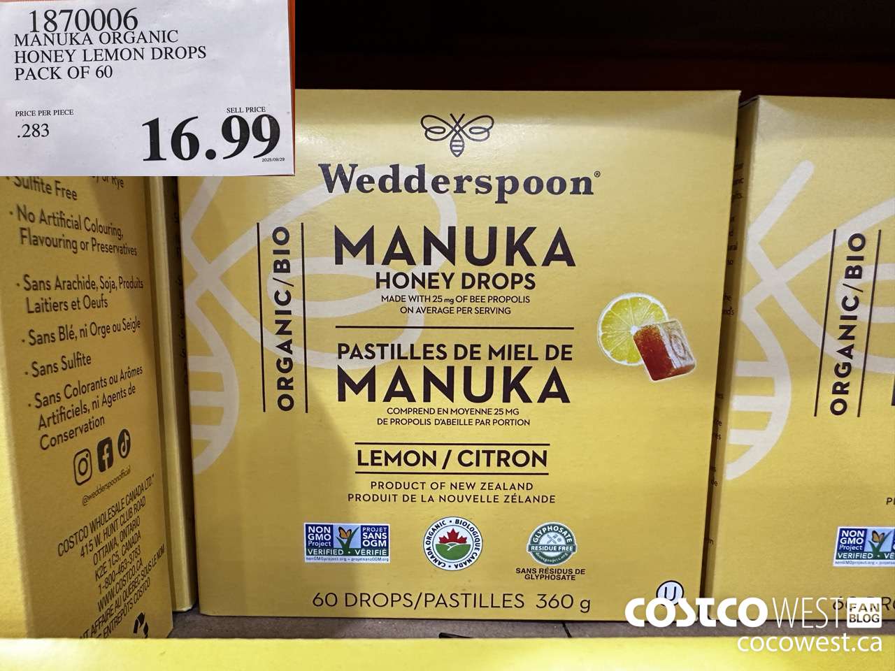 1870006 MANUKA ORGANIC HONEY LEMON DROPS 60CT $16.99