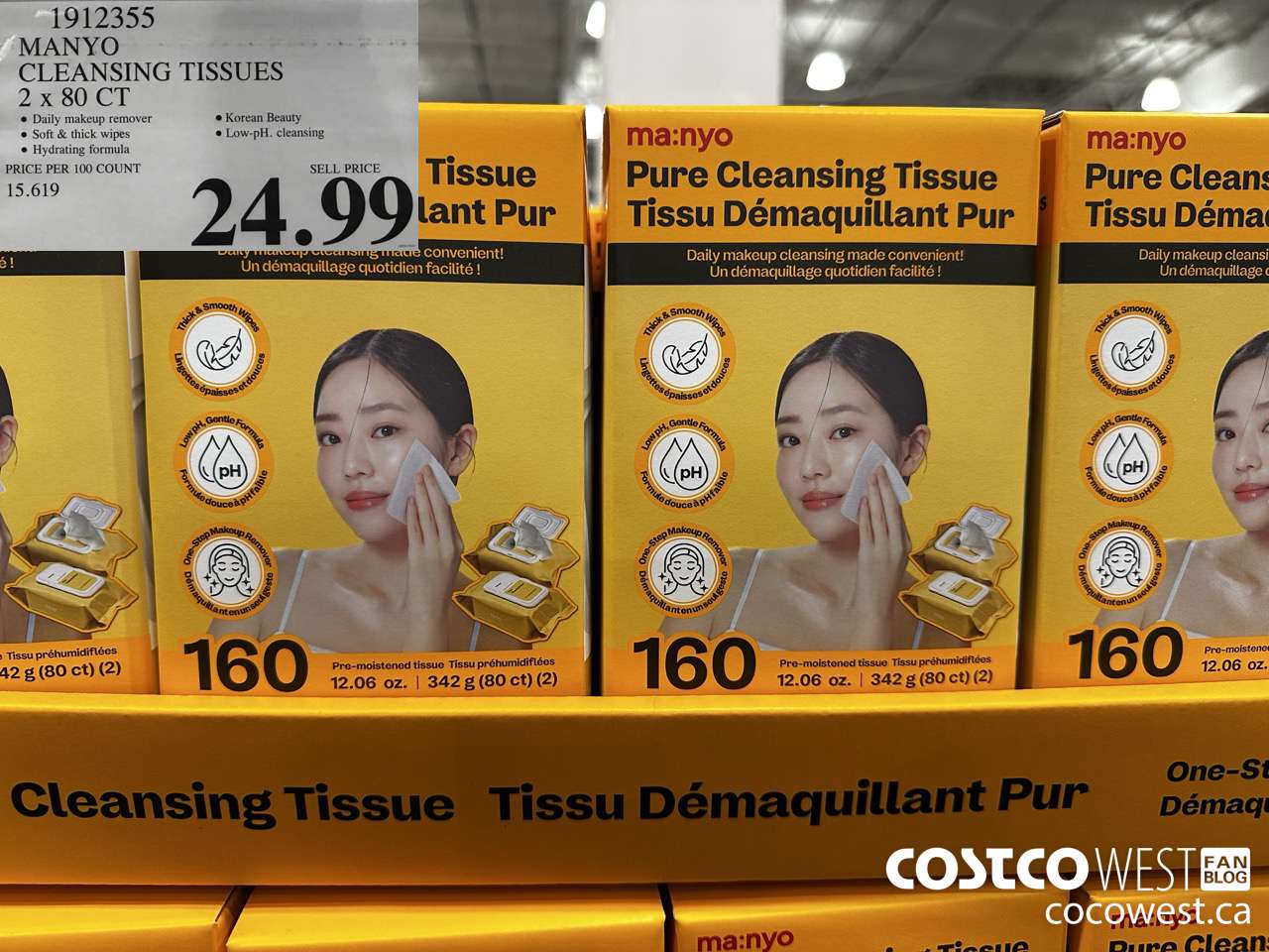 1912355 MANYO CLEANSING TISSUES 2 X 80CT $24.99