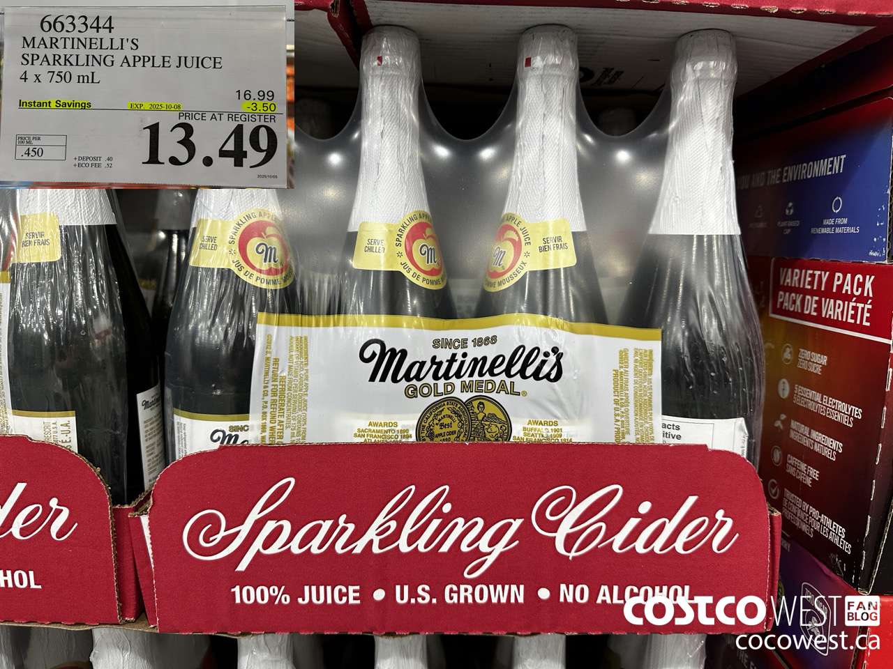 663344 MARTINELLI'S SPARKLING APPLE JUICE 4 X 750 ML ($3.50 INSTANT SAVINGS EXPIRES ON 2025-10-08) $13.49
