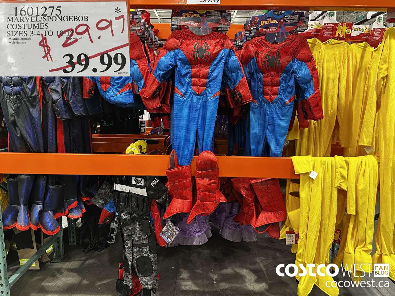 1601275 MARVEL/SPONGEBOB COSTUMES SIZES 3-4 TO 10-12 $29.97