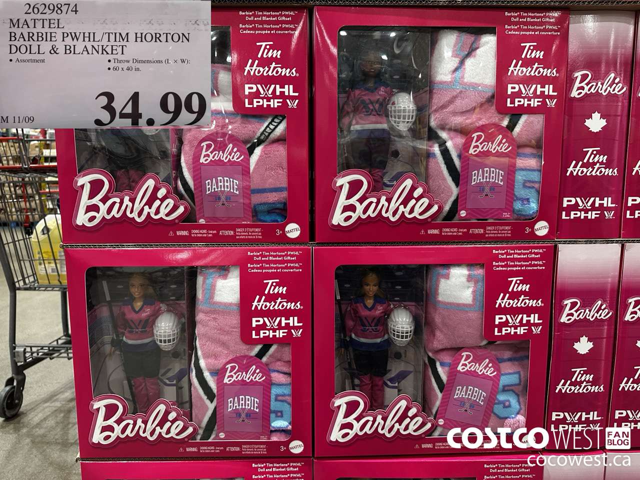 2629874 MATTEL BARBIE PWHL/TIM HORTON DOLL & BLANKET $34.99