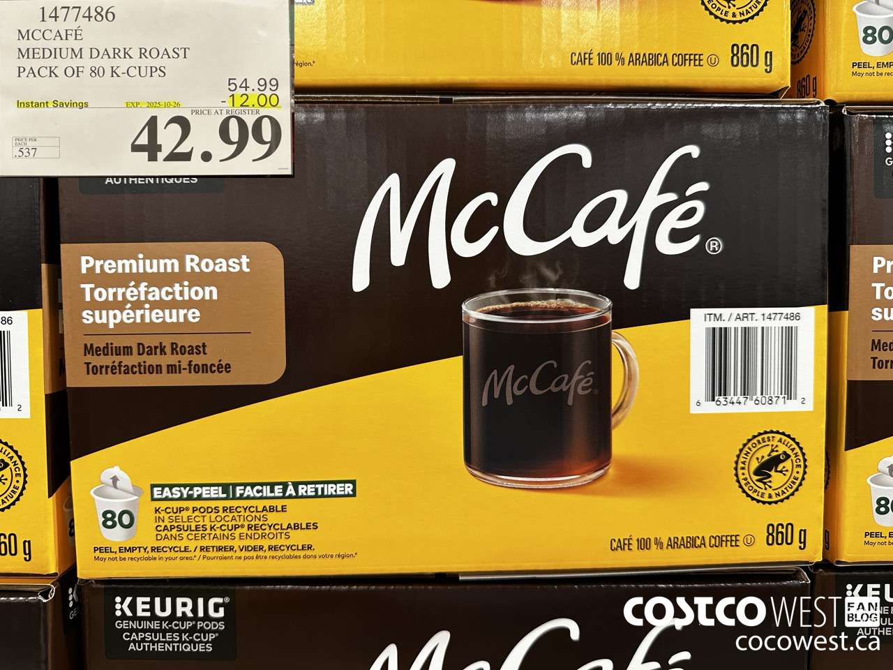 1477486 MCCAFE MEDIUM ROAST K-CUPS 80 COUNT ($12.00 INSTANT SAVINGS EXPIRES ON 2025-10-26) $42.99