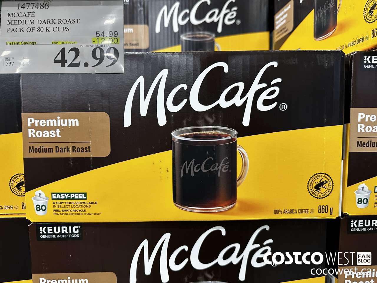 1477486 MCCAFE MEDIUM ROAST K-CUPS 80 COUNT ($12.00 INSTANT SAVINGS EXPIRES ON 2025-10-26) $42.99