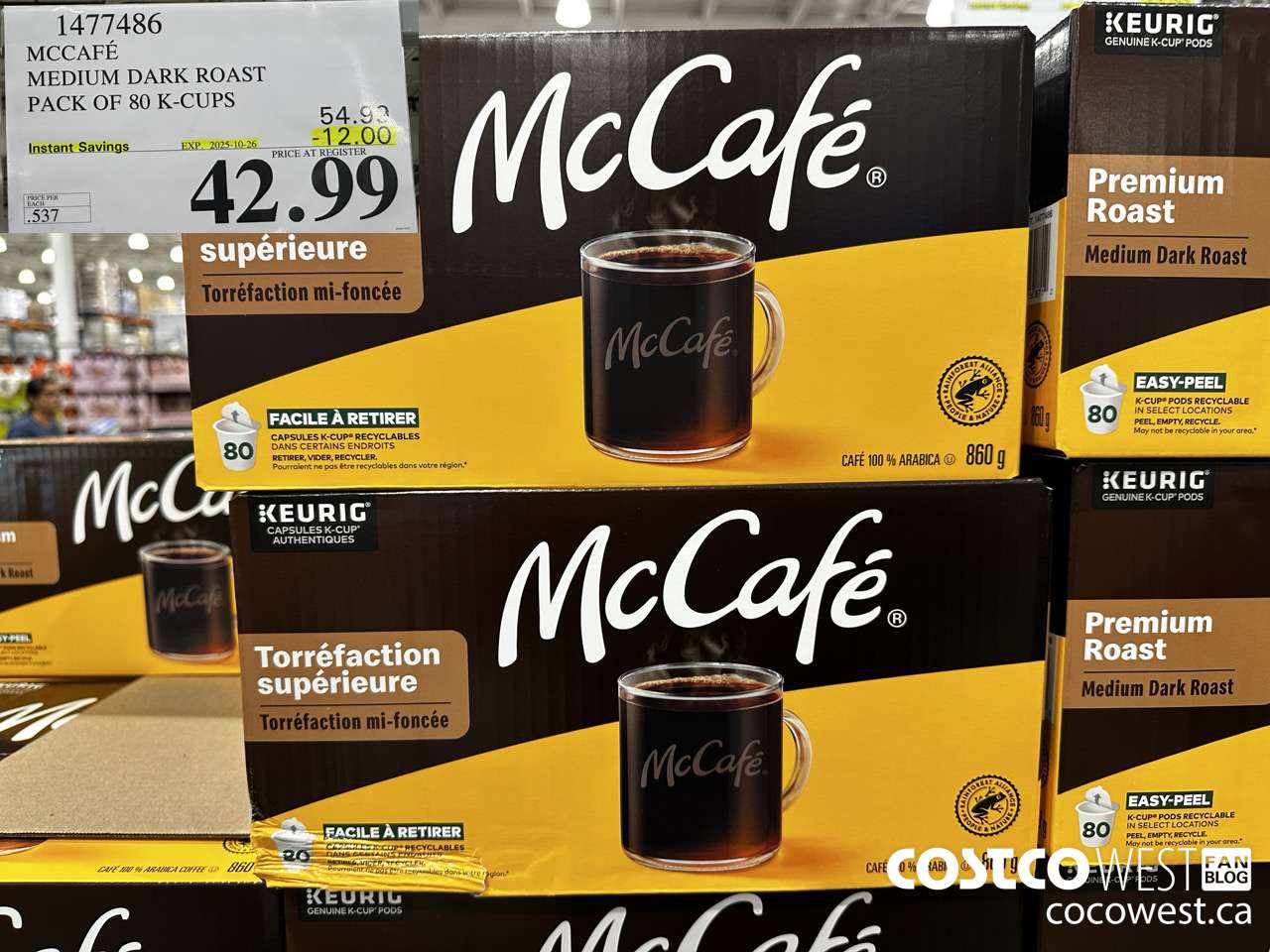 1477486 MCCAFE MEDIUM ROAST K-CUPS 80 COUNT ($12.00 INSTANT SAVINGS EXPIRES ON 2025-10-26) $42.99