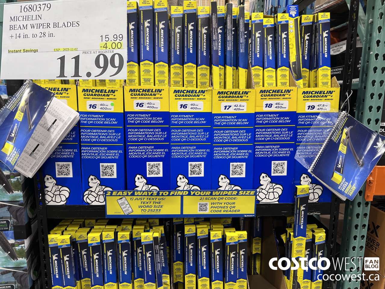 1680379 MICHELIN BEAM WIPER BLADES BLADE LENGTH 24 IN ($4.00 INSTANT SAVINGS EXPIRES ON 2025-11-02) $11.99