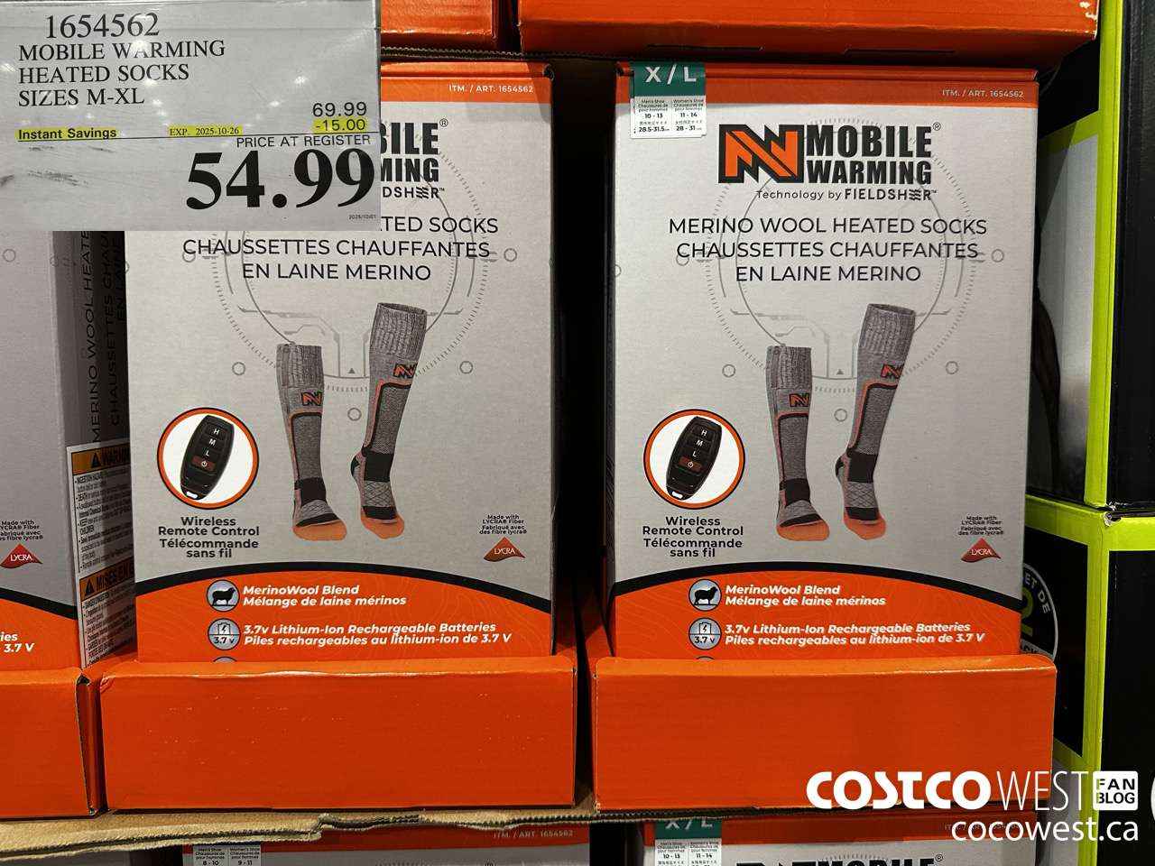 1654562 MOBILE WARMING HEATED SOCKS SIZES M-XL ($15.00 INSTANT SAVINGS EXPIRES ON 2025-10-26) $54.99