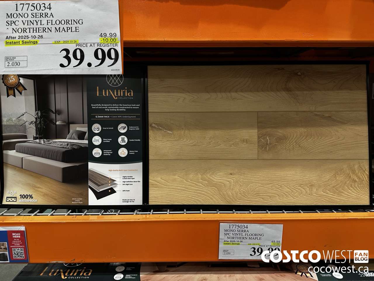1775034 MONO SERRA SPC VINYL FLOORING NORTHERN MAPLE ($10.00 INSTANT SAVINGS EXPIRES ON 2025-10-26) $39.99