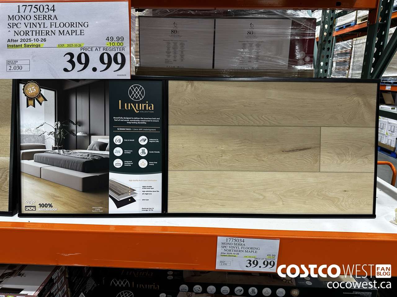 1775034 MONO SERRA SPC VINYL FLOORING NORTHERN MAPLE ($10.00 INSTANT SAVINGS EXPIRES ON 2025-10-26) $39.99